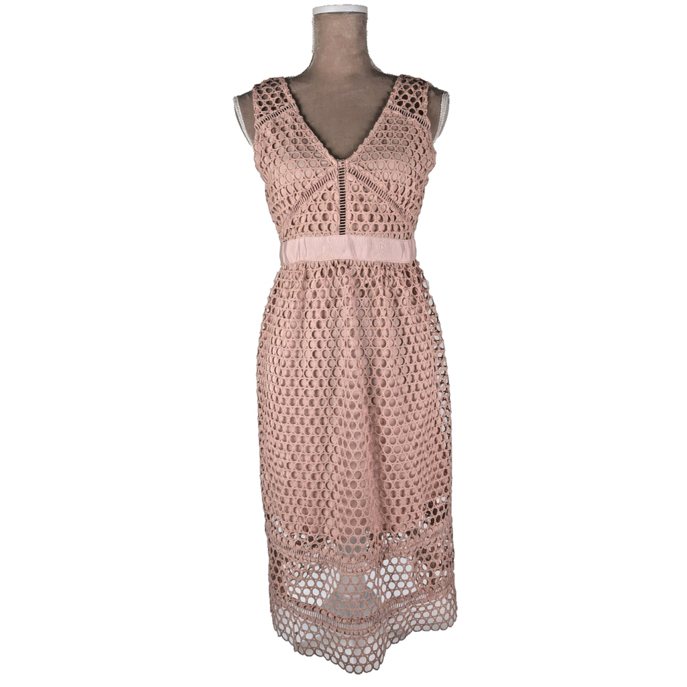 NWT Abercrombie & Fitch Crochet Lace Midi Dress Rose Pink XSP Coquette Feminine
